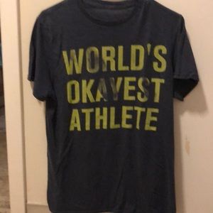 “World’s Okayest Athlete” blue-gray t-shirt